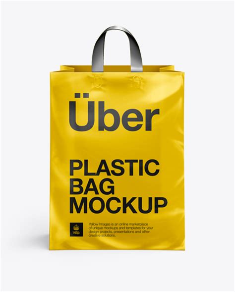 Download Plastic Shopping Bag w/ Loop Handles Mockup - Front View